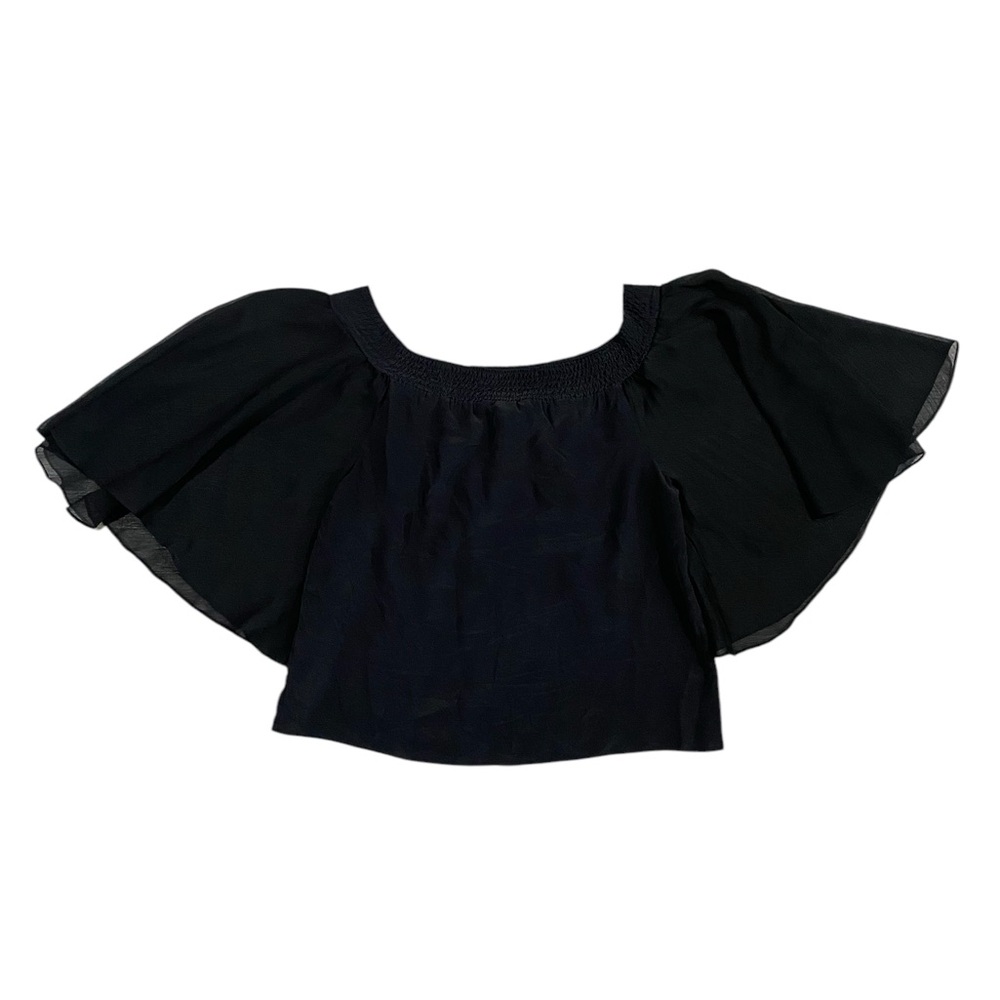 Women’s Alice‎ and Olivia Black Batwing Cropped Chiffon Blouse Small